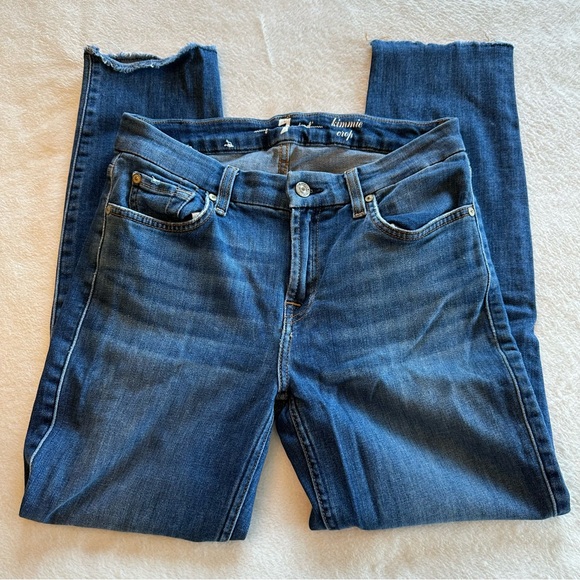 7 For All Mankind Blue Skinny Jeans with Subtle Fading - Picture 1 of 10